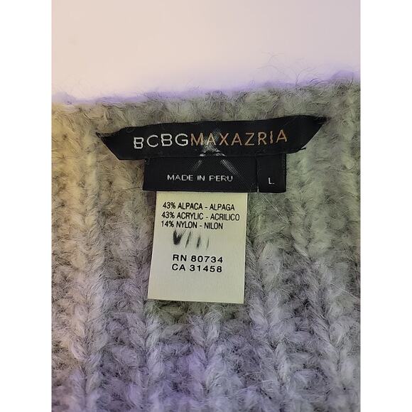 BCBGMaxazria Alpaca Blend Gray Knit LS Oversized Scoop Neck Sweater Women's Lrg - Picture 11 of 11